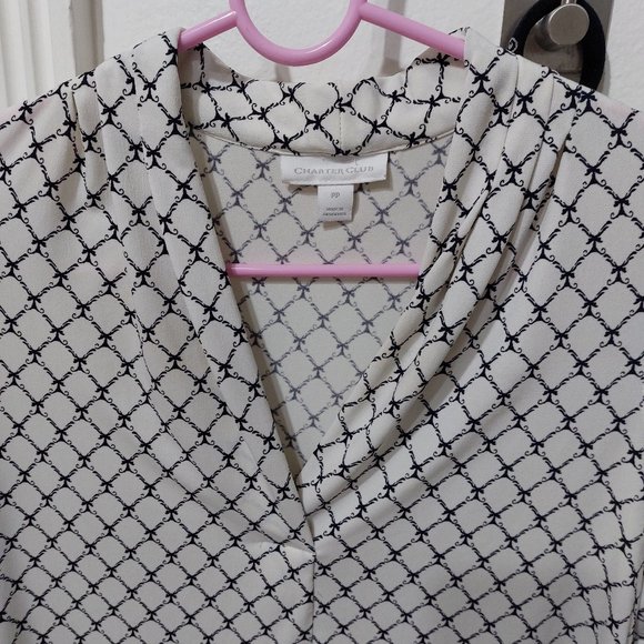 Charter Club Petite Lattice Pleated V-Neck Top Created for Macy's - Picture 5 of 11